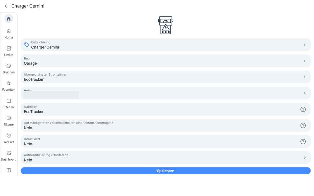 Geräteeinstellungen: Stromzähler und Gateway sind der EcoTracker